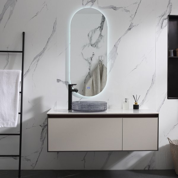 Oval LED-spegel 110x45cm | Antifog-funktion | Olivia