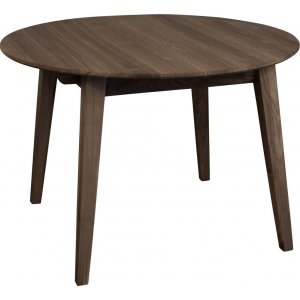 F�rl�ngningsbart runt matbord �110-160 cm i massiv brunoljad ek | Genova