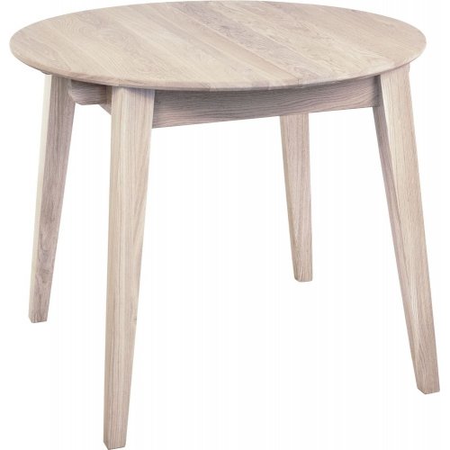 Runt matbord 90 cm i massiv vitpigmenterad ek, utdragbart till 130 cm  Genova