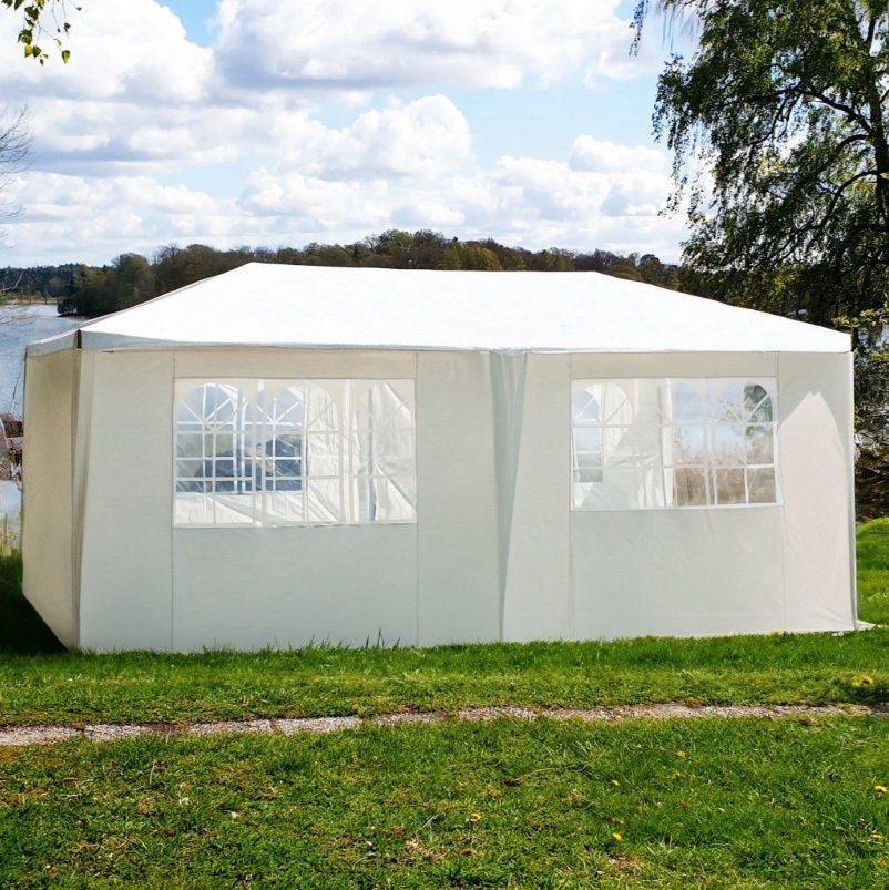 Partytält 3x6m med väggar | Vit | Praktiskt regntätt partytält i PE-material