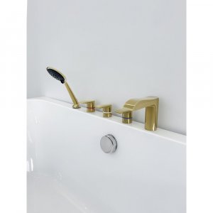 Badkarsblandare i guld | Solaris 5-hlig design | Lyxig blandare fr badrum