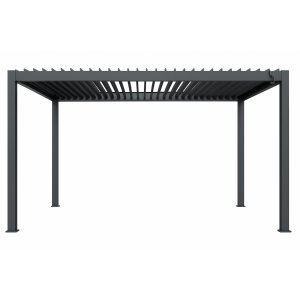 Pergola 4x3 m med lamelltak – Grå stålpergola för uteplats & trädgård Pergola 4x3 m med lamelltak – Grå stålpergola för uteplats & trädgård