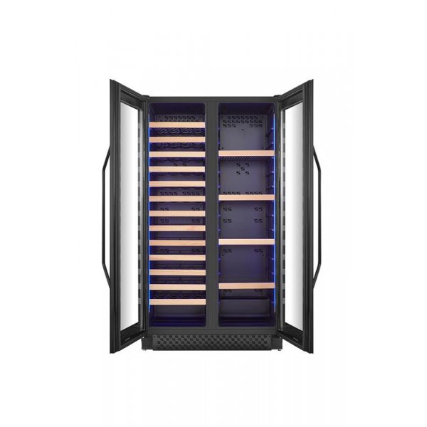 Stor vinkyl fr 60 flaskor och 218 burkar | Exklusiv design med dubbla temperaturzoner | 365 L