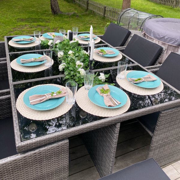 Matgrupp utemöbler | 10 sittplatser | Grå Konstrotting | Skärhamn Matgrupp utemöbler | 10 sittplatser | Grå Konstrotting | Skärhamn