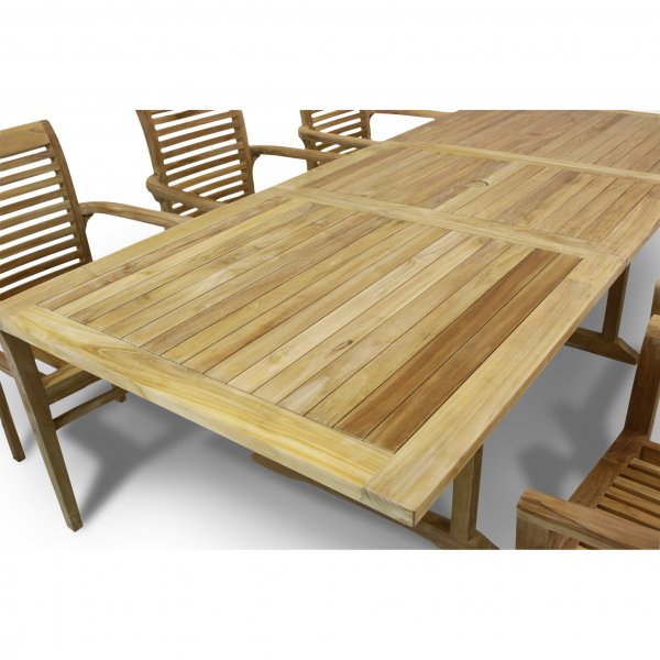 Frlngningsbart utebord 180-240 cm | 6 stolar | Premiumteak