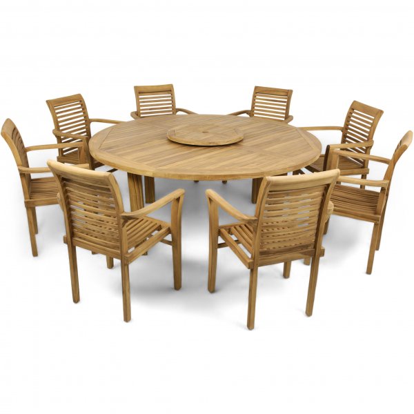 Runt utebord 180 cm | 8 stolar teak |�Lyfco Ut�