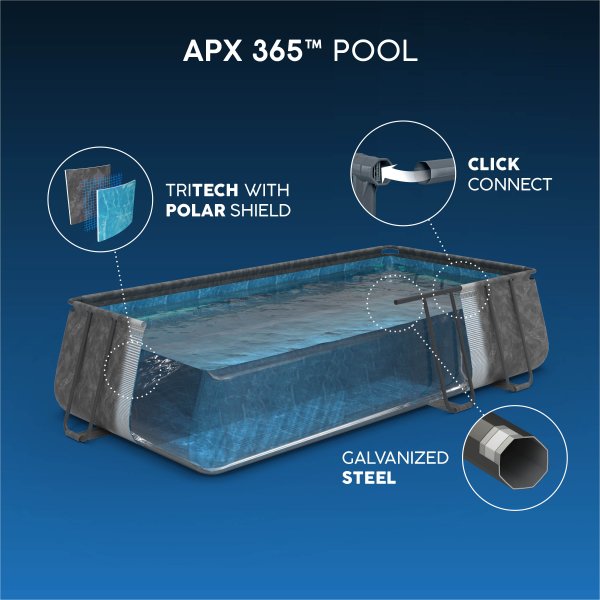 Bestway pool ovan mark 9,56x4,88m � 132cm djup | APX 365� Rektangul�r St�lpool (561KJ)