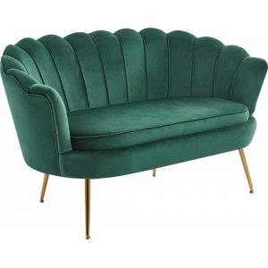 Soffa 2-sits | Sammet, v�gformat ryggst�d & m�ssingsdetaljer | Kingsley Gr�n