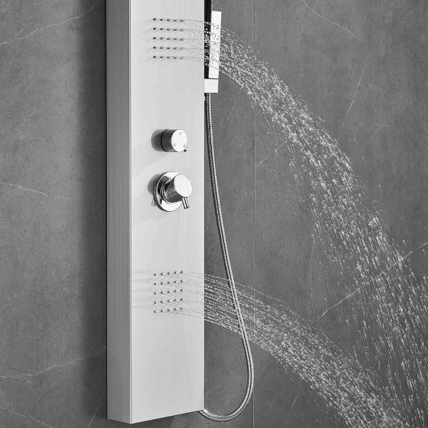 Duschpanel i borstat rostfritt stål | Flora Duschpanel i borstat rostfritt stål | Flora