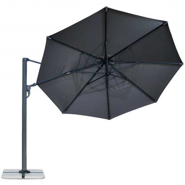 Stort premiumparasoll 4x4m med granitfot | Gr�