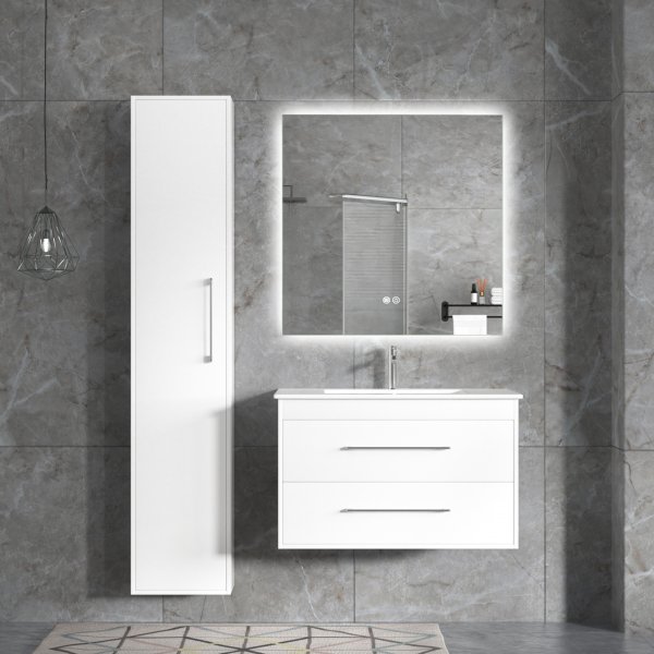 Badrumspaket | Kommod, sidoskp & LED-spegel | Opacus