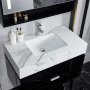 Badrumsmbel 90cm | LED-spegelskp | Marmorerad bnkskiva | Svart