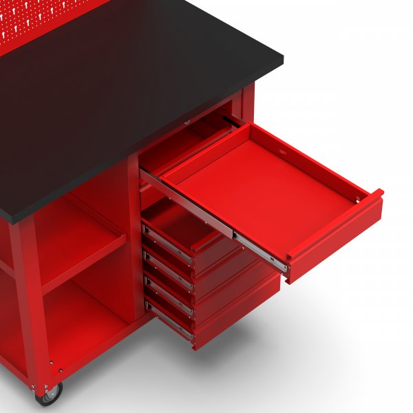 Arbetsvagn med pegboard och 6 lådor | Kallvalsat stål | 100x60x191 cm | Röd Arbetsvagn med pegboard och 6 lådor | Kallvalsat stål | 100x60x191 cm | Röd