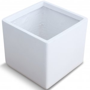 Fiberarmerad utekruka | Kubformad | 40cm | Vit