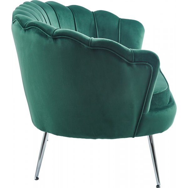 Kingsley 2-sits soffa – Grön sammet & krom | Modern soffa med vågformat ryggstöd Kingsley 2-sits soffa – Grön sammet & krom | Modern soffa med vågformat ryggstöd