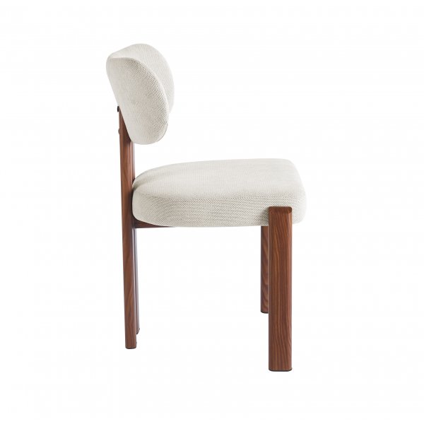 Matstol i beige tyg med valn�tsf�rgade metallben, 4-pack | Callum