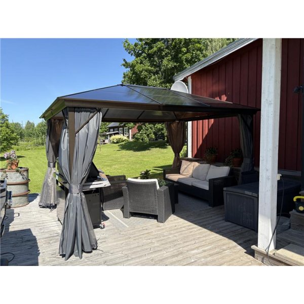 Paviljong premium 4x3m | Tak i kanalplast | Inkl. Vggar och myggnt