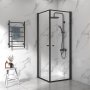 Duschhörna 100x100cm | Aluminium & säkerhetsglas | Svart ram