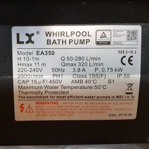 Whirlpool LX EA350 pump till spabad Whirlpool LX EA350 pump till spabad