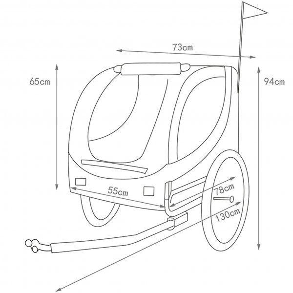 Cykelvagn för hund | Lastkapacitet 40kg | Hopfällbar Cykelvagn för hund | Lastkapacitet 40kg | Hopfällbar
