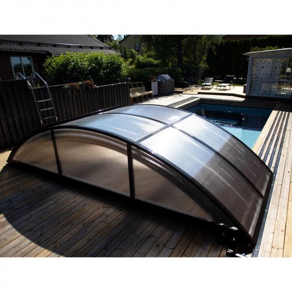 Pooltak 4x8m med sidodörr | Solid polykarbonat 4mm | Svart Pooltak 4x8m med sidodörr | Solid polykarbonat 4mm | Svart