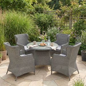 Rund matgrupp utomhus | 4 stolar | Dynor ingår | Jacksonville grå Rund matgrupp utomhus | 4 stolar | Dynor ingår | Jacksonville grå