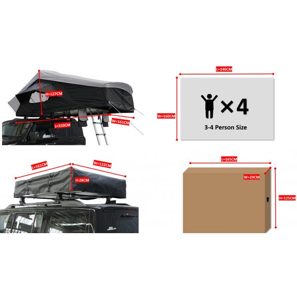 Takt�lt Softshell 240�160 cm | 10 000 mm vattent�tt | Madrass & stege ing�r | Trekkrunner