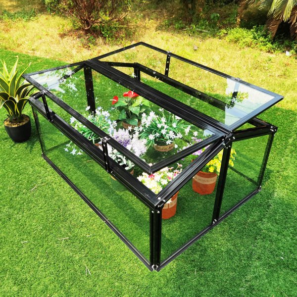 Minivxthus fr balkong | 4mm skerhetsglas | Svart