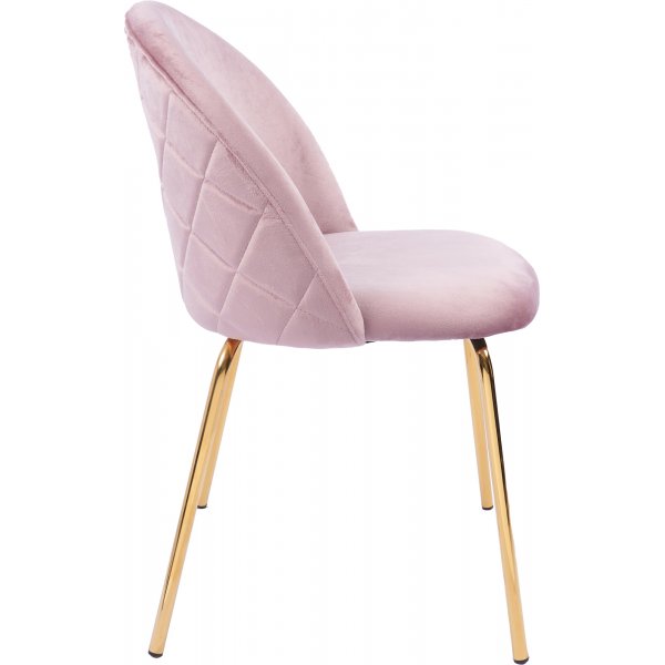Matstolar i ljusrosa sammet med diamantmönster och mässingsben, 2-pack | Plaza Velvet Matstolar i ljusrosa sammet med diamantmönster och mässingsben, 2-pack | Plaza Velvet