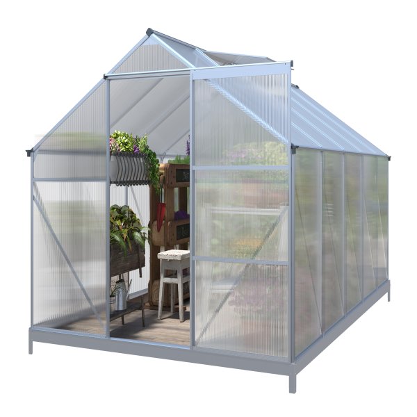 Klassiskt växthus i aluminium 5,9 m² | UV-skyddad kanalplast & bas ingår Klassiskt växthus i aluminium 5,9 m² | UV-skyddad kanalplast & bas ingår