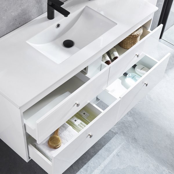 Badrumspaket | Kommod 120cm | Högskåp och LED-spegel Badrumspaket | Kommod 120cm | Högskåp och LED-spegel