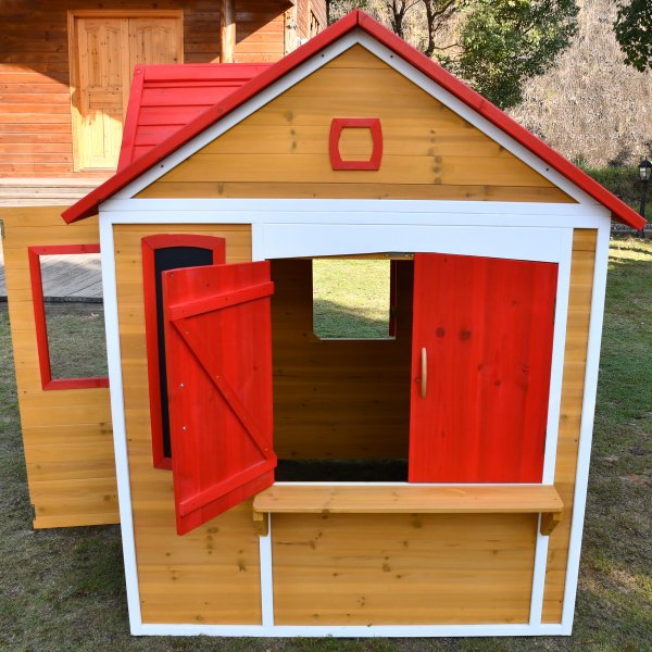 Premium Lekstuga i trä 1,8m² | kök & café-lucka | Fönster & dörr med plexiglas Premium Lekstuga i trä 1,8m² | kök & café-lucka | Fönster & dörr med plexiglas