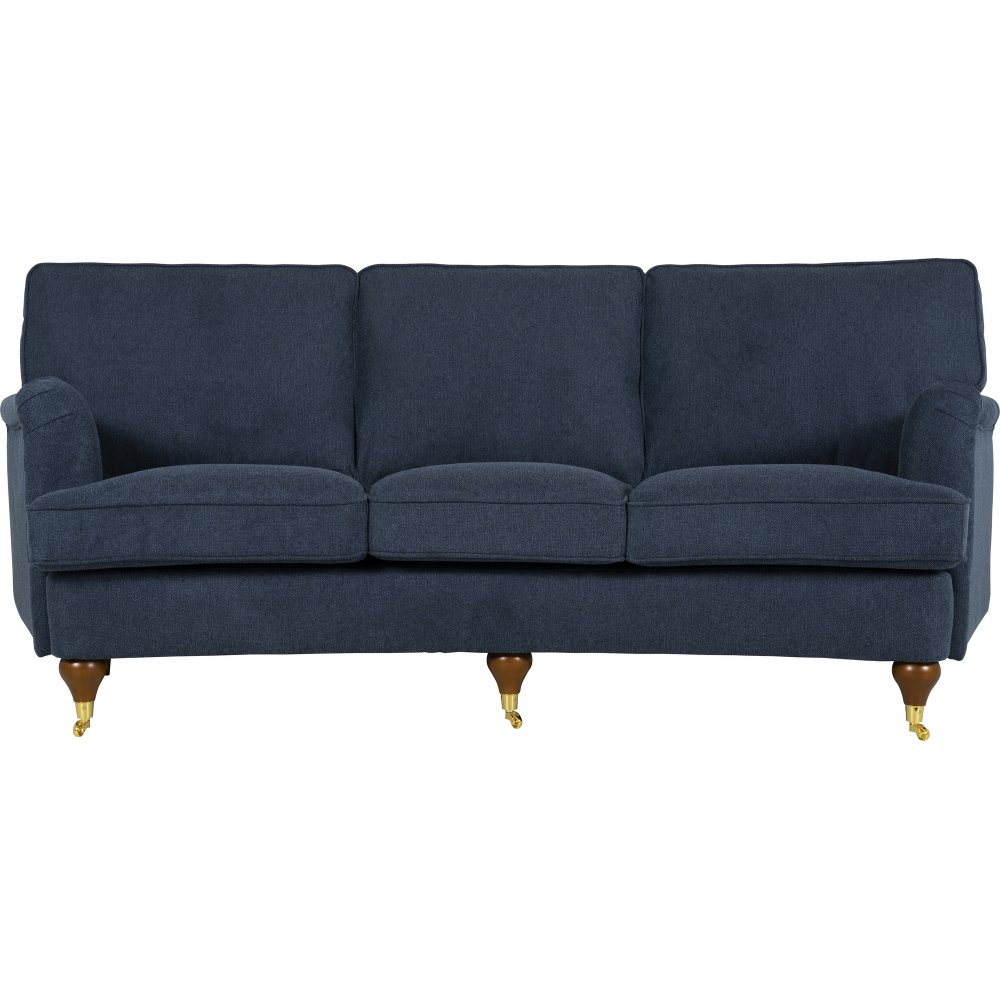 Howardsoffa 3-sits | Svängd design, kallskum & avtagbar klädsel | Watford Deluxe Mörkblå