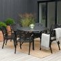 Rund matgrupp i aluminium f�r utomhusbruk | �130 cm | 6 stolar | Svart