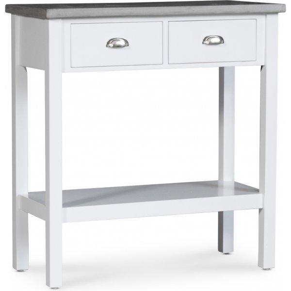 Konsolbord 73 cm i vitt med microcement, 2 lådor och förvaringshylla | Hugo Konsolbord 73 cm i vitt med microcement, 2 lådor och förvaringshylla | Hugo