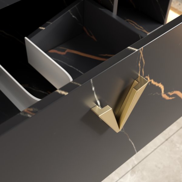 Luxe Badrumspaket 80 cm  Skifferbnkskiva, keramiskt tvttstll & LED-spegel | Mjukstngning