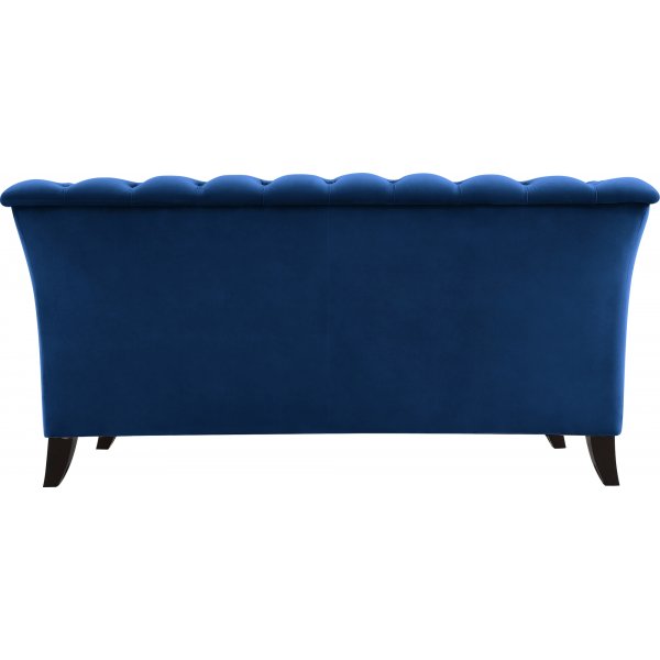 Chesterfieldsoffa 2-sits | Bl� sammet, kallskum & avtagbar kl�dsel | Milton