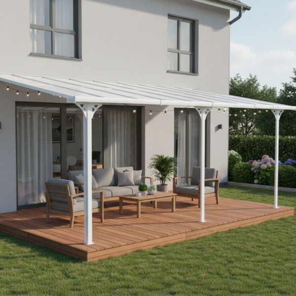 Altantak 6x3 m | Kanalplast / Aluminium| Premium modell | Vit