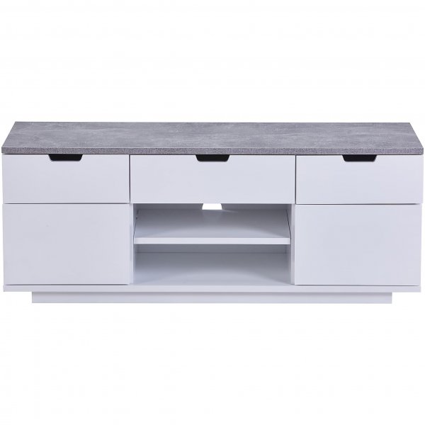 TV-b�nk med rymlig f�rvaring | Vit/gr� | Malte