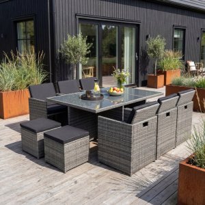 Matgrupp utem�bler | 10 sittplatser | Gr� Konstrotting |�Sk�rhamn