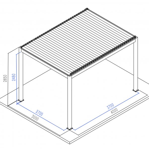 Motordriven Pergola 4x3m | Aluminium | Inbyggd LED belysning | Vit