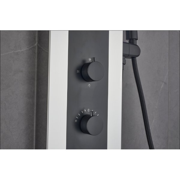 Duschpanel i svart och spegelblank rostfritt stl | Amanda