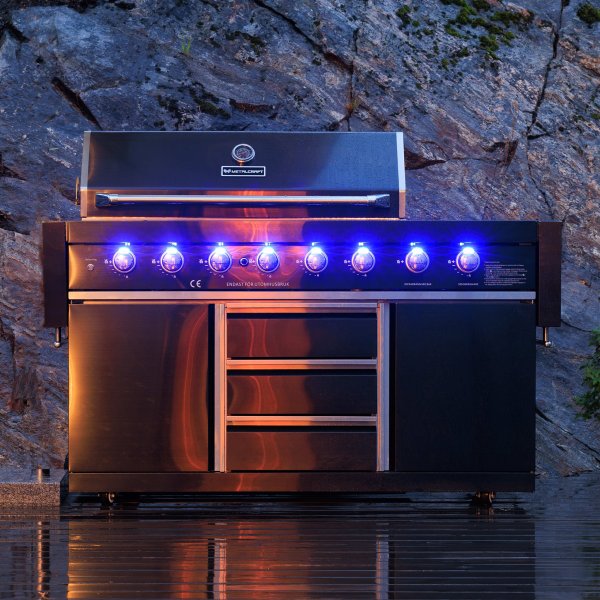 Rostfri gasolgrill/utekk | Varmluftsfunktion | New Orleans Blackline