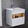 Badrumspaket | Kommod, LED-spegel och hgskp | Hgblank vit