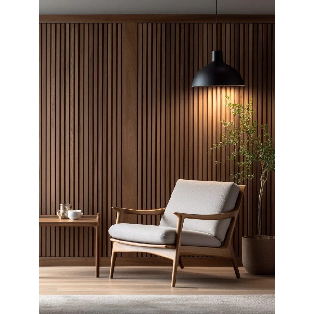 Trälamell akustikpaneler | 2400x600x21mm | Valnöt