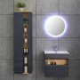Badrumspaket | Kommod, LED-spegel och hgskp | Hgblank gr