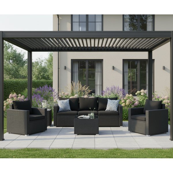 Loungegrupp utem�bler | Svart konstrotting | Huvudsk�r