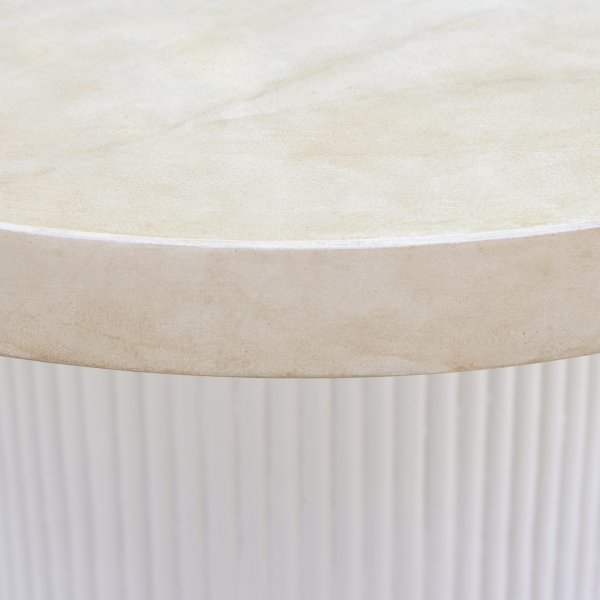 Runt soffbord i travertin-look | 80 cm | Lax