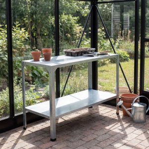 Växthusbord med 2 hyllplan – Stilrent och lättplacerat odlingsbord 115×50×80 cm Växthusbord med 2 hyllplan – Stilrent och lättplacerat odlingsbord 115×50×80 cm