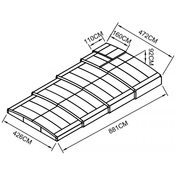 Pooltak 4x8m | Utan skenor | UV-skydd